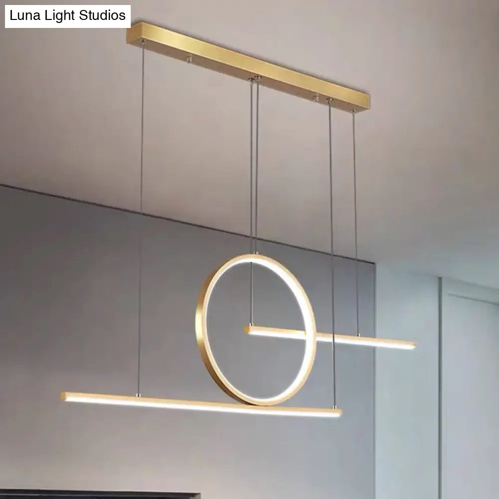 Minimalist Led Island Pendant Light With Halo Ring For Dining Room