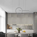 Minimalist Led Island Pendant Light With Halo Ring For Dining Room Black