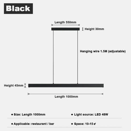 Minimalist Led Long Bar Pendant Light for Dining Room Kitchen 100cm / Cold White pendant Light