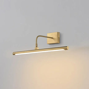 Minimalist Led Mirror Light With Pivot Joint - Acrylic Tubular Vanity Wall Sconce In Brass / 16