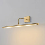 Minimalist Led Mirror Light With Pivot Joint - Acrylic Tubular Vanity Wall Sconce In Brass / 27.5