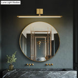 Minimalist Led Mirror Light With Pivot Joint - Acrylic Tubular Vanity Wall Sconce In Brass