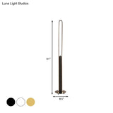 Minimalist Led Reading Floor Lamp In Acrylic Tubular Design - Black/White/Gold Warm/White Light