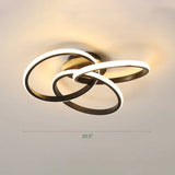 Minimalist Led Ring Flush Mount Ceiling Light For Bedrooms With Interlocking Acrylic Design Black /