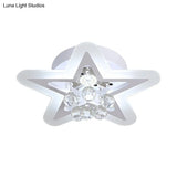 Minimalist Led Star Ceiling Light Fixture White Acrylic Flushmount Crystal Sphere 16’/19.5’ Wide
