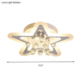 Minimalist Led Star Ceiling Light Fixture White Acrylic Flushmount Crystal Sphere 16’/19.5’ Wide