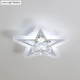 Minimalist Led Star Ceiling Light Fixture White Acrylic Flushmount Crystal Sphere 16’/19.5’ Wide