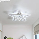 Minimalist Led Star Ceiling Light Fixture White Acrylic Flushmount Crystal Sphere 16’/19.5’ Wide