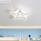 Minimalist Led Star Ceiling Light Fixture White Acrylic Flushmount Crystal Sphere 16’/19.5’ Wide