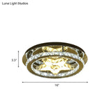 Minimalist Led Star Crystal Flush Ceiling Lamp In Chrome With Hoop Design