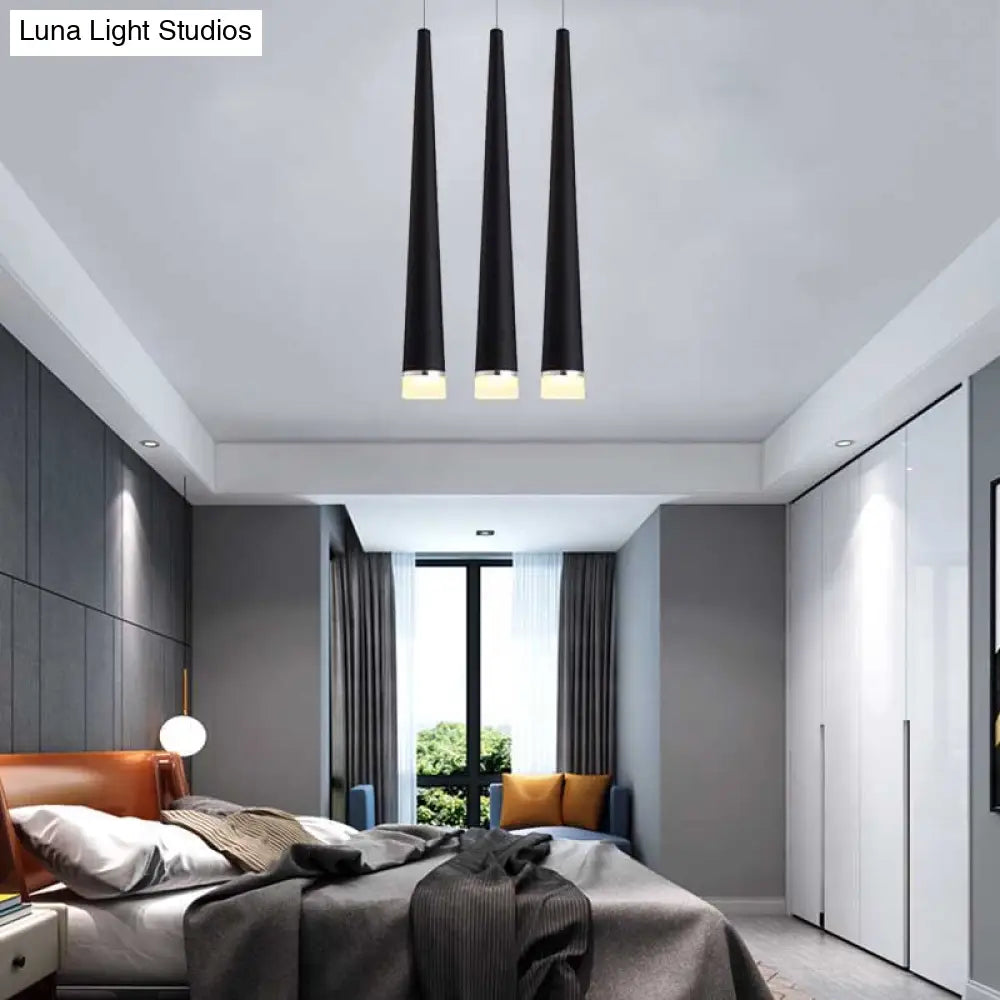 Minimalist Led Tapered Ceiling Light In White/Black With 3 Color Options
