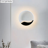 Minimalist Led Wall Light W/ Wave Patterned Acrylic Frame - Black/White Warm/White