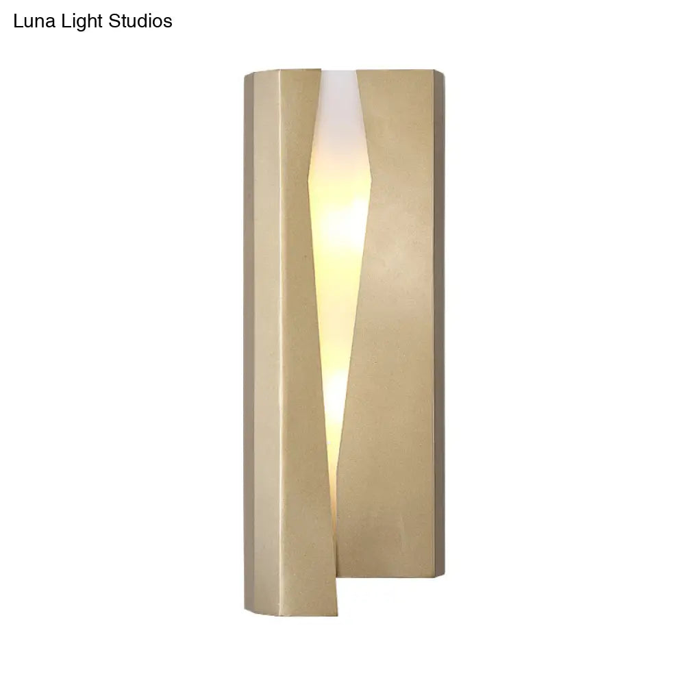 Minimalist Led Wall Sconce Light In Gold For Living Room - Metal Rectangle Mount Lamp