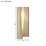 Minimalist Led Wall Sconce Light In Gold For Living Room - Metal Rectangle Mount Lamp