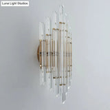 Minimalist Led Wall Sconce Light With K9 Crystal Strip - Rhombus Design For Living Room