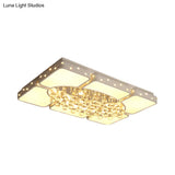 Minimalist Led White Ceiling Light With Crystal Accents