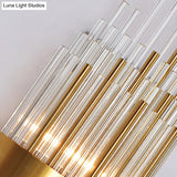 Minimalist Linear Crystal Wall Lamp - 2-Light Sconce In Gold For Indoor Décor