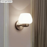 Minimalist Matte White Glass Bud Wall Light With Nickel Sconce For Modern Bedrooms
