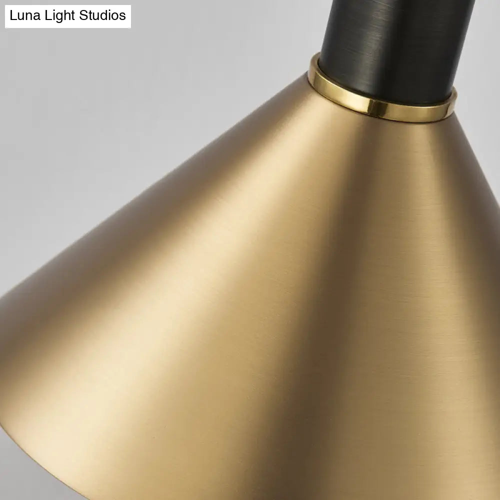 Minimalist Metal Brass Cone Pendant Light Fixture - 1-Light Dining Room Suspension