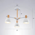 Minimalist Metal Chandelier: White Bell Suspension Light With Wooden Decor 3 /