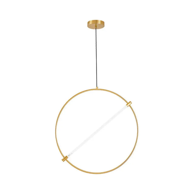Minimalist Gold Circle Hanging Light - 1 Head Suspended Lighting Fixture 16/23.5 Wide