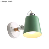 Minimalist Metal Conical Sconce Light Fixture - Gray/White/Pink/Yellow/Blue/Green