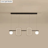 Minimalist Metal Dining Room Island Ceiling Light With Symmetrical Geometric Led Design And Cream