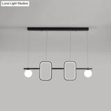 Minimalist Metal Dining Room Island Ceiling Light With Symmetrical Geometric Led Design And Cream