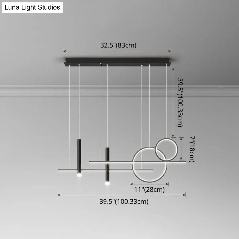 Minimalist Metal Dinner Suspension Lamp With Led Island Pendant And Spotlight