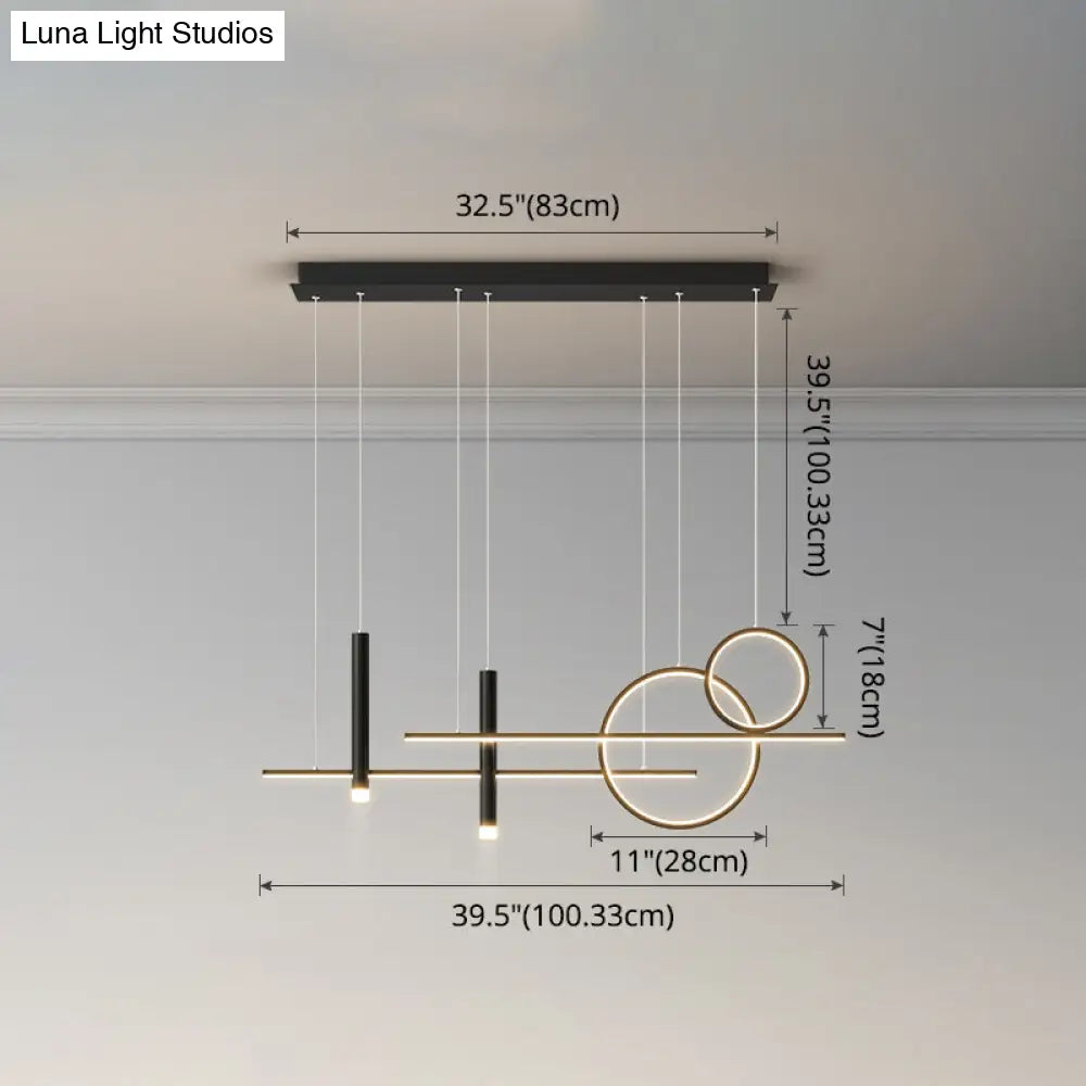 Minimalist Metal Dinner Suspension Lamp With Led Island Pendant And Spotlight