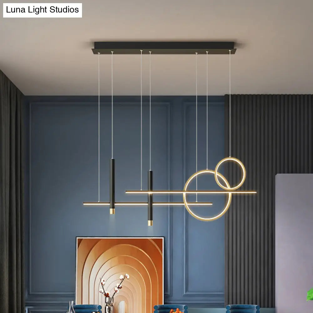 Minimalist Metal Dinner Suspension Lamp With Led Island Pendant And Spotlight