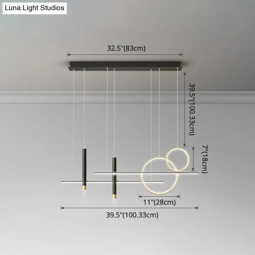 Minimalist Metal Dinner Suspension Lamp With Led Island Pendant And Spotlight