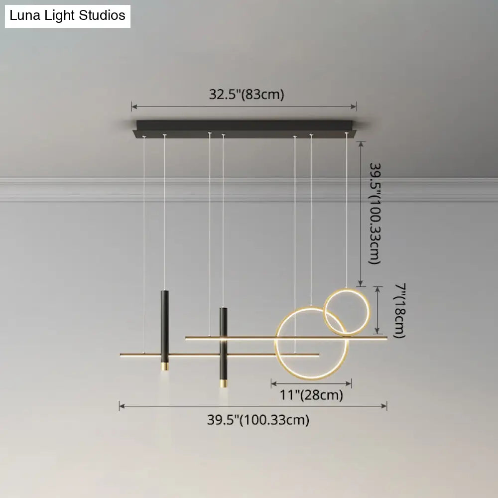 Minimalist Metal Dinner Suspension Lamp With Led Island Pendant And Spotlight