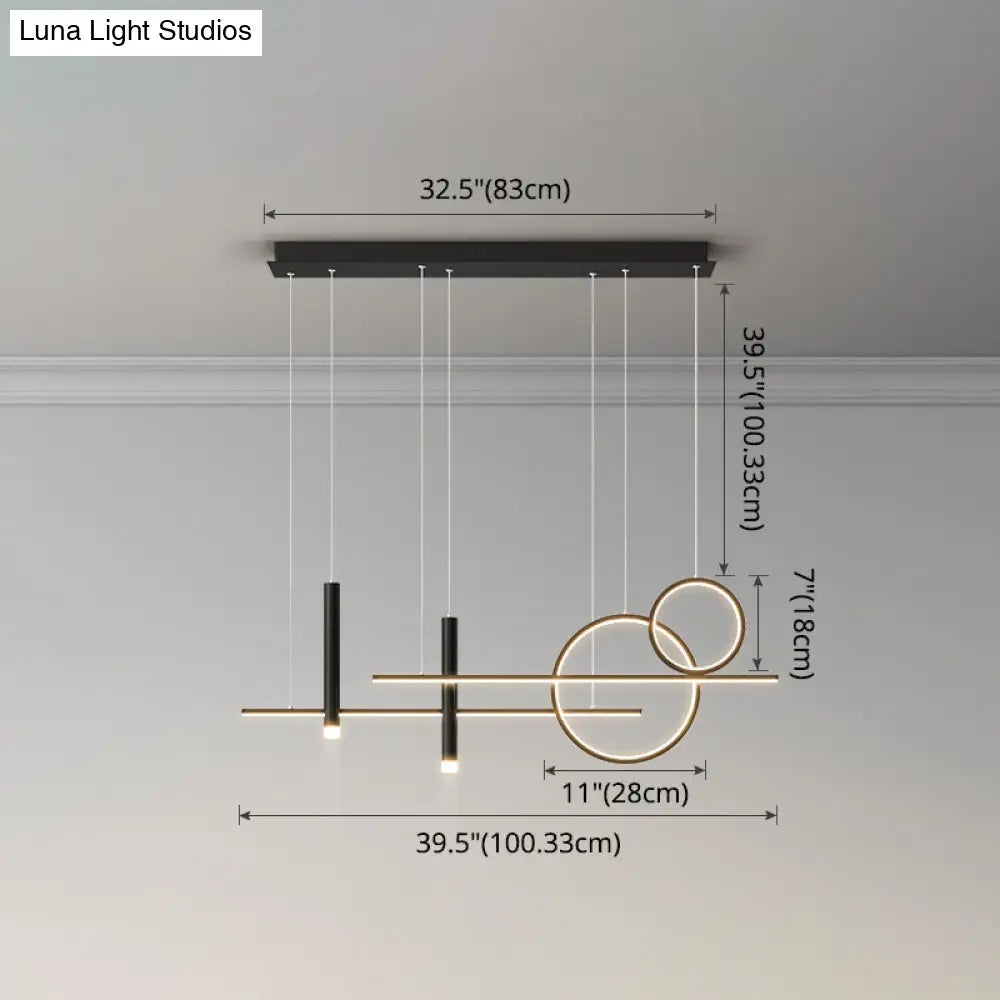 Minimalist Metal Dinner Suspension Lamp With Led Island Pendant And Spotlight
