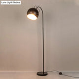 Minimalist Metal Dome Shade Floor Lamp With Arc Arm - Single Head Bedroom Light In White/Black