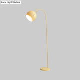 Minimalist Metal Dome Shade Floor Lamp With Arc Arm - Single Head Bedroom Light In White/Black