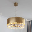 Minimalist Metal Drum Suspension Lamp With Led Pendant Chandelier - 23.5’ X 31.5’ Black/Gold