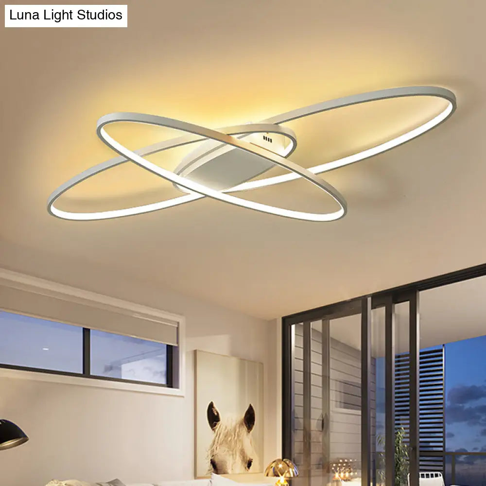 Minimalist Metal Elliptical Flush Mount Led Ceiling Lamp In Warm/White Light (Black/White)