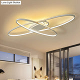 Minimalist Metal Elliptical Flush Mount Led Ceiling Lamp In Warm/White Light (Black/White)