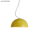 Minimalist Metal Hanging Ceiling Light - 1-Light Semisphere Pendant Lamp Blue/Green/Yellow