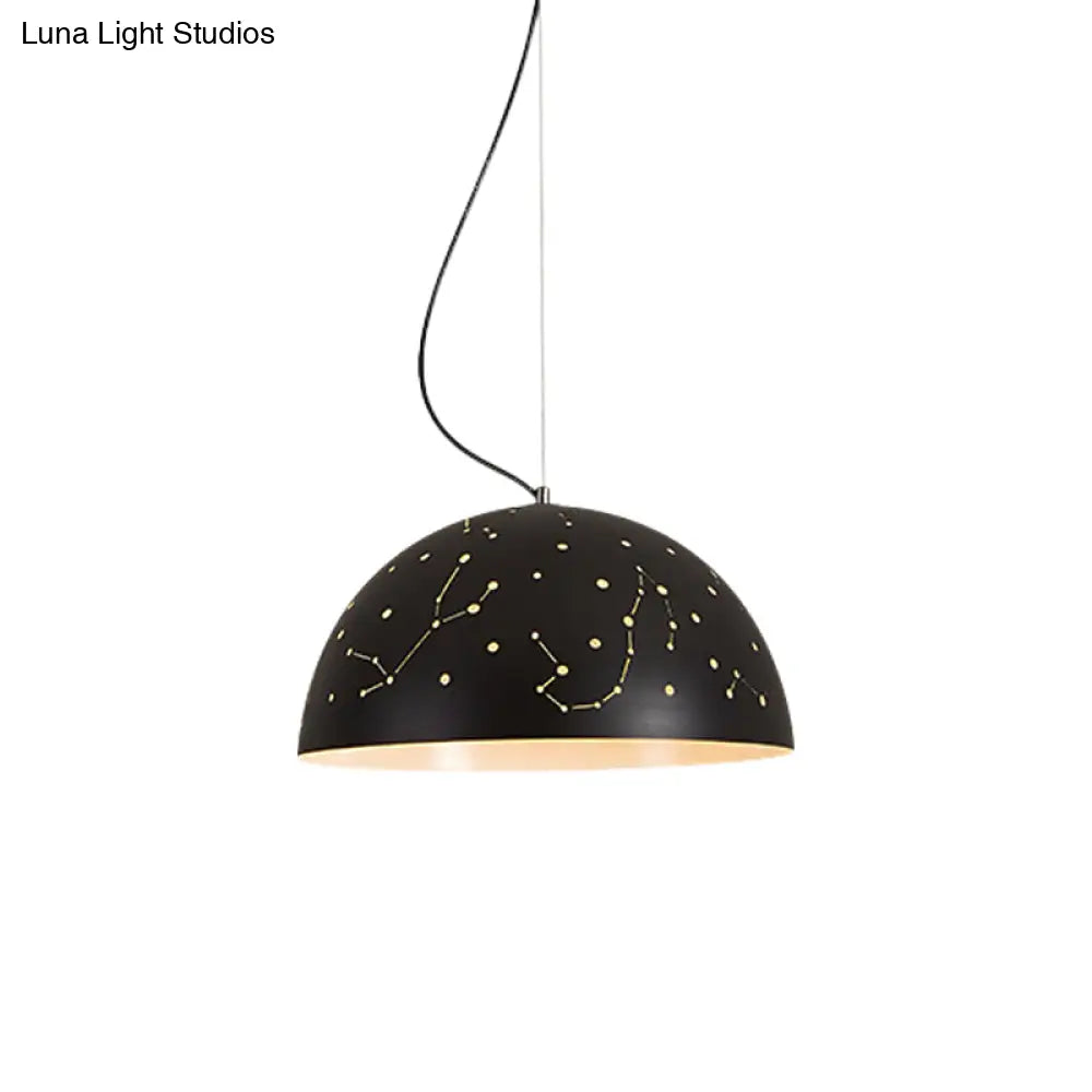 Minimalist Metal Hanging Ceiling Light - 1-Light Semisphere Pendant Lamp Blue/Green/Yellow