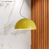 Minimalist Metal Hanging Ceiling Light - 1-Light Semisphere Pendant Lamp Blue/Green/Yellow