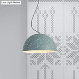 Minimalist Metal Hanging Ceiling Light - 1-Light Semisphere Pendant Lamp Blue/Green/Yellow
