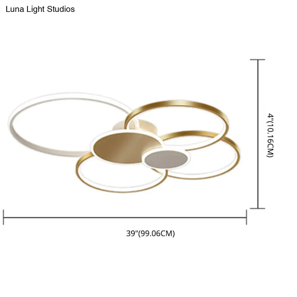 Minimalist Metal Led Ceiling Light For Living Room - Flush Mount Circlet Fixture