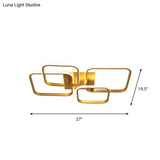 Minimalist Metal Led Ceiling Light In Gold - Multi-Shape & 2/4 Lights Semi Flush Mount Fixture