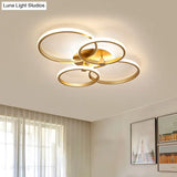 Minimalist Metal Led Ceiling Light In Gold - Multi-Shape & 2/4 Lights Semi Flush Mount Fixture
