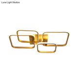 Minimalist Metal Led Ceiling Light In Gold - Multi-Shape & 2/4 Lights Semi Flush Mount Fixture