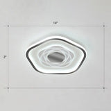 Minimalist Metal Led Flush Ceiling Light - Pentagonal Bedroom Fixture Black / 16’ White