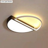 Minimalist Metal Led Flush Mount Lighting In Black For Living Room
