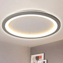 Minimalist Metal Led Grey Flush Mount Light With Acrylic Diffuser In White/Warm 10’/14.5’/19’